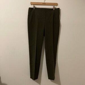 TALBOTS Dark oak moss, side zipper trousers Size 8, Made in Jordan.